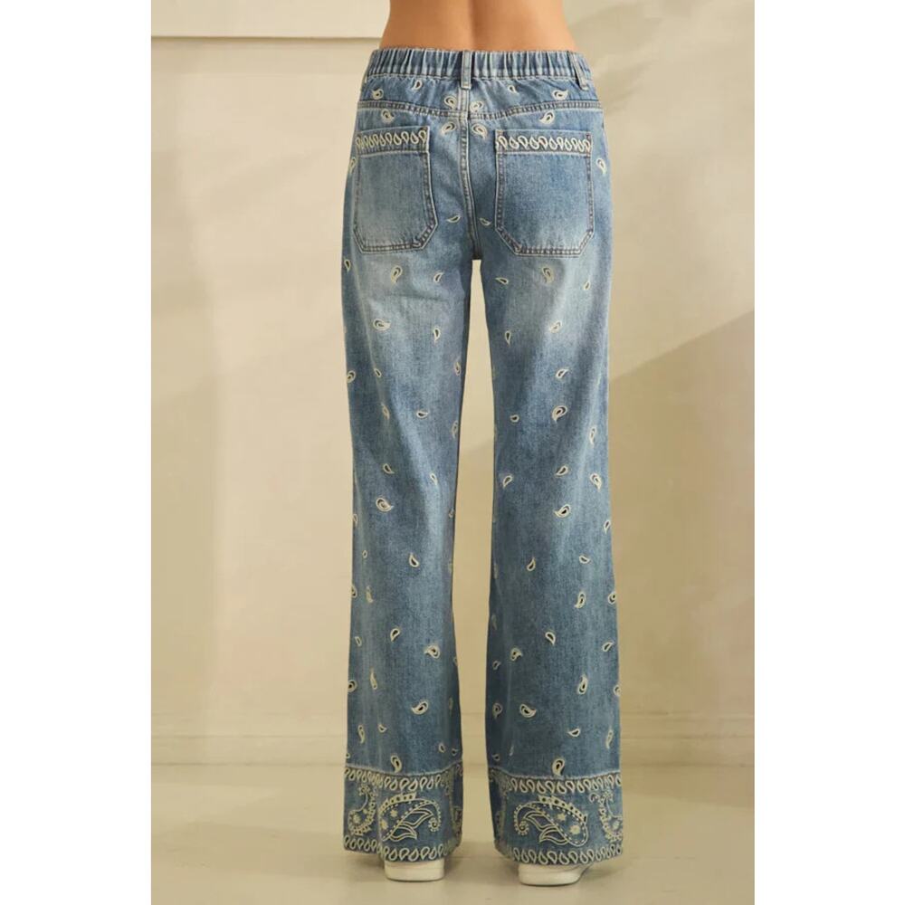 "Bandana" Paisley Edge Straight Leg Jeans - Picture 4 of 5